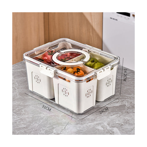 Mobileleb Kitchen & Dining Food Storage Containers Box with Clear Lid and Removable Drain Tray - 10576