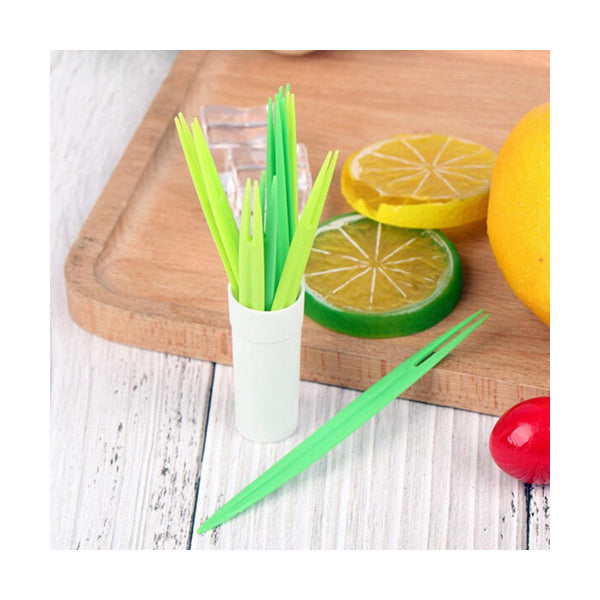 Creative Green Bamboo Leaf Fruit Fork Chopsticks Cocktail Fork