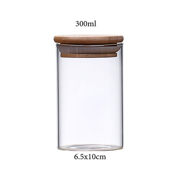 Mobileleb Kitchen & Dining Brand New / 300ML Glass Jar Containers with Bamboo Lids - 10806, Available in Different Sizes