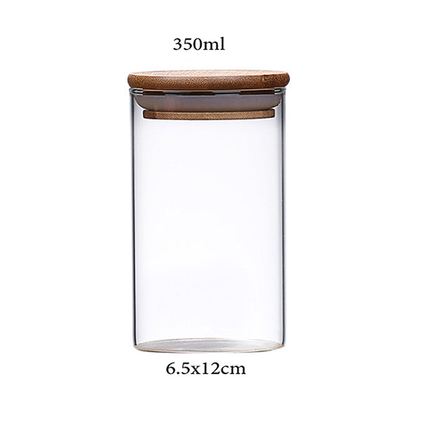 Mobileleb Kitchen & Dining Brand New / 350ML Glass Jar Containers with Bamboo Lids - 10806, Available in Different Sizes