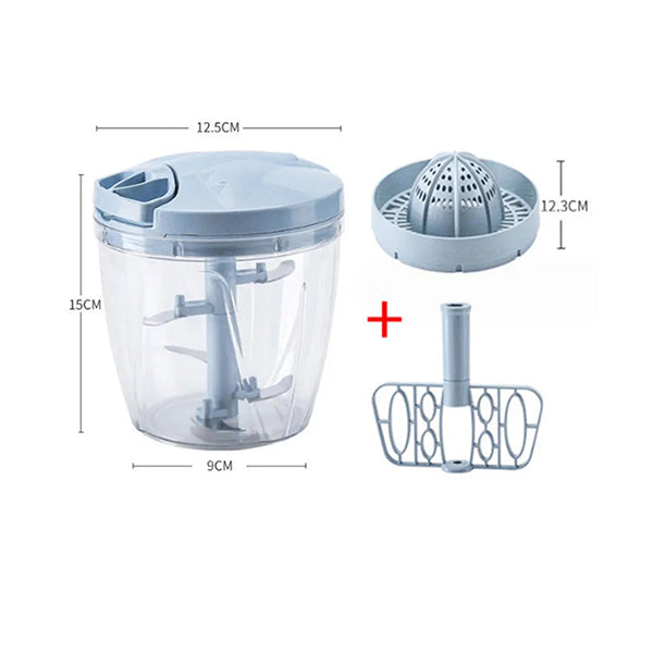 Mobileleb Kitchen & Dining Blue / Brand New Hand Chopper 5 Blades 900Ml, Juicer, and Whisker Blade - 10564