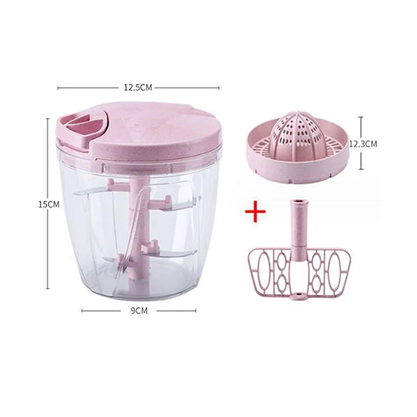 Mobileleb Kitchen & Dining Pink / Brand New Hand Chopper 5 Blades 900Ml, Juicer, and Whisker Blade - 10564
