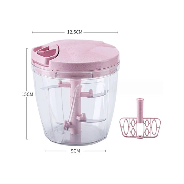 Mobileleb Kitchen & Dining Pink / Brand New Hand Chopper 5 Blades 900Ml, Whisker Blade - 10565