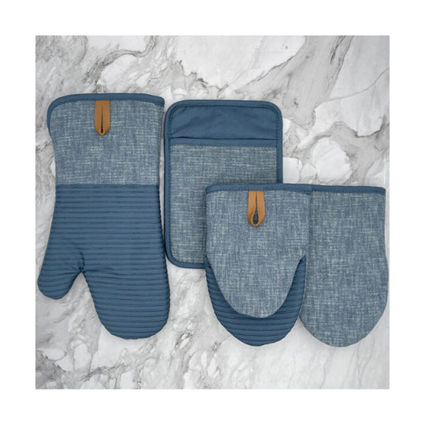 Mobileleb Kitchen & Dining Blue / Brand New Heavy Duty Set of 4 Silicone Kitchen Oven Mitt - 10484