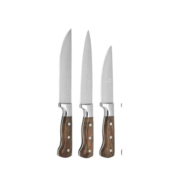 Mobileleb Kitchen & Dining Brown / Brand New Japanese Forged Stainless Steel Butcher Knife Set of 3 Pcs