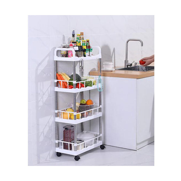 Mobileleb Kitchen & Dining White / Brand New Kitchen & Bath Organizer Shelves - 4 Tier, With wheels