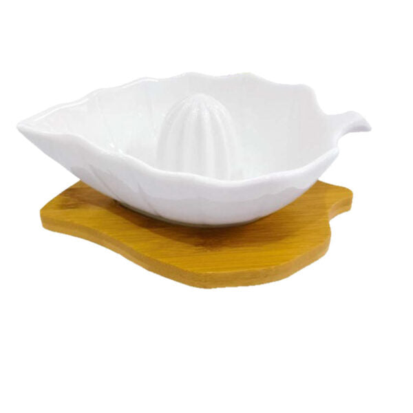 Mobileleb Kitchen & Dining White / Brand New Lemon Juicer Porcelain with Bamboo Base - 88410