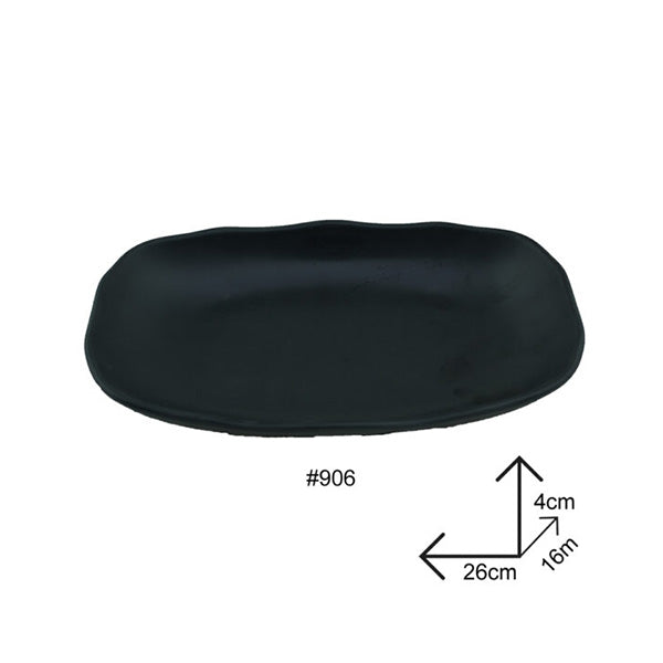 Mobileleb Kitchen & Dining Black / Brand New / Large Long Plate Black Melamine Dinnerware - 98905