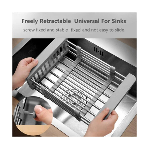 Multifunctional Kitchen Sink Drain Rack Retractable Stainless Steel