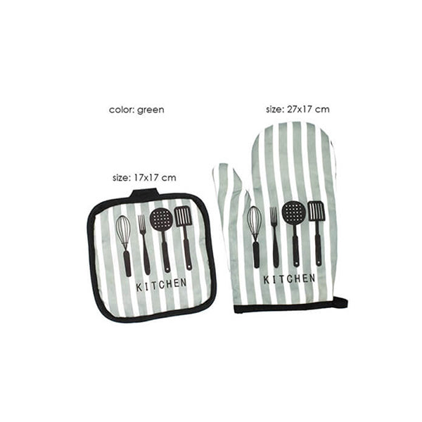 Mobileleb Kitchen & Dining Green / Brand New Oven Glove and Pot Holder Set High-quality Set of 2Pcs - 14526