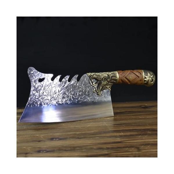Mobileleb Kitchen & Dining Black Titanium Premium Handmade Cleaver Knife Chef Knife, 8.5-inch with Gift Box Bag Hand Forged Cleaver Chopping Knife Knives Sharp Blade Kitchen Knife Longquan Kitchen Knife Kitchen Slicing Knife Sharpener Sharpening Cooking Tools Wooden and Copper Handle