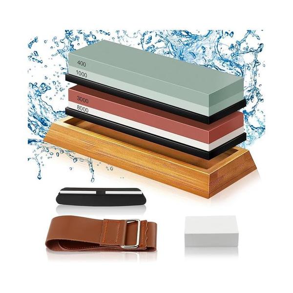 Mobileleb Kitchen & Dining Premium Quality 8-in-1 Professional Knife Sharpening Stone Kit Full Set Sharpening Stones with Accessories Kitchen Suitable for Kitchen Knives, Pocket Knives, Hunting Knives, and Scissors.
