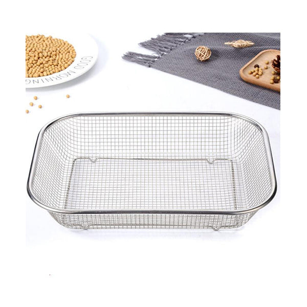 Mobileleb Kitchen & Dining Silver / Brand New Rectangle Stainless Steel Kitchen Drain Rack Storage Basket 30x21cm - 10414