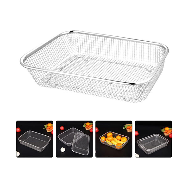 Mobileleb Kitchen & Dining Silver / Brand New Rectangle Stainless Steel Kitchen Drain Rack Storage Basket 37×27 cm - 10425