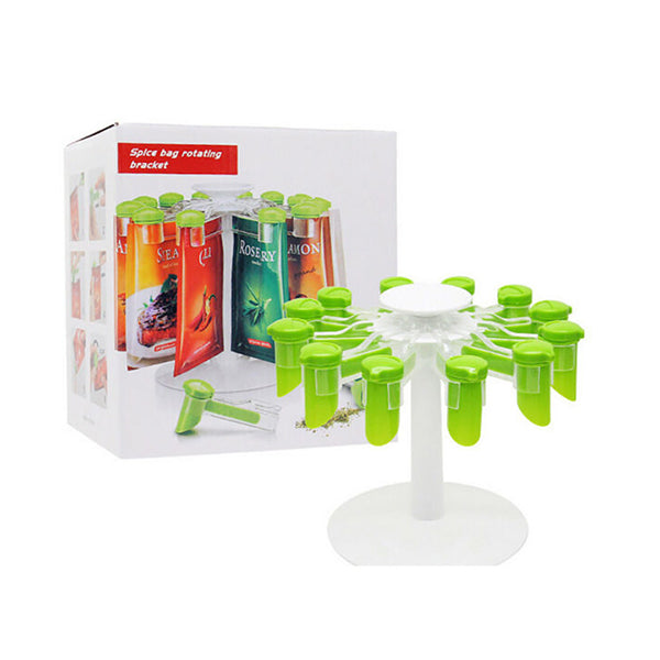 Mobileleb Kitchen & Dining Green / Brand New Rotating Spice Organizer Gripper Condiment Clips - 10868