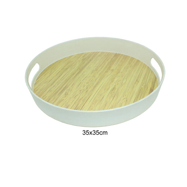 Mobileleb Kitchen & Dining Brown / Brand New / Small Round Tray Wooden Melamine Dinnerware - 97071
