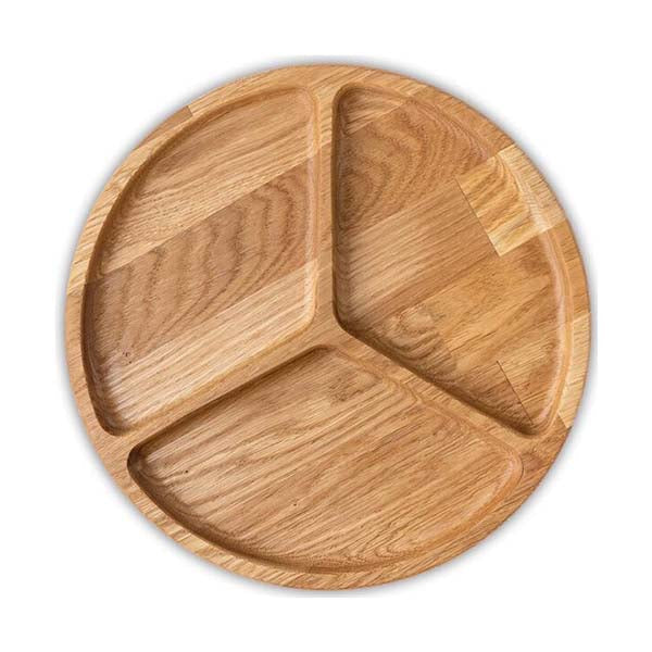 Mobileleb Kitchen & Dining Brown / Brand New Round Wooden Serving Tray with 3 Sections - 98756
