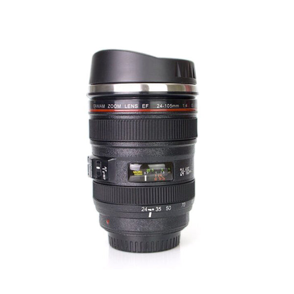 Mobileleb Kitchen & Dining Black / Brand New Self Stirring Camera Lens Thermos Coffee Mug with Lid -  91701