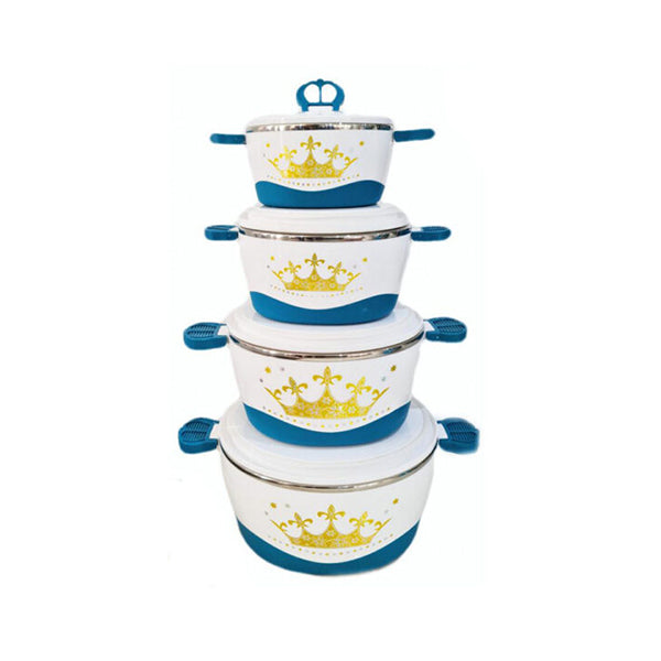 Mobileleb Kitchen & Dining Blue / Brand New Set of 4 Round Thermal Insulating Pots for Food Storage - 97614