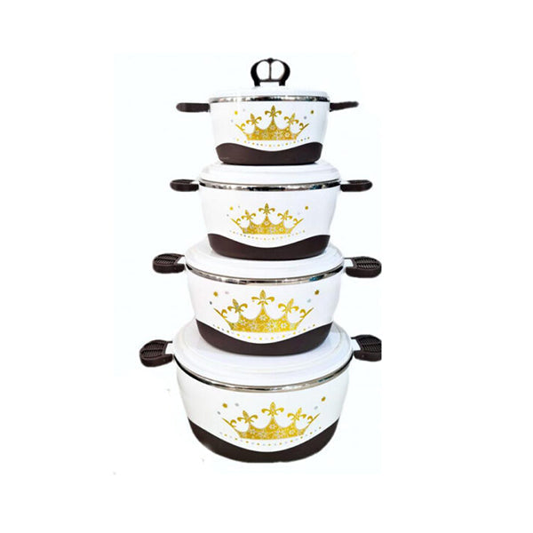 Mobileleb Kitchen & Dining Brown / Brand New Set of 4 Round Thermal Insulating Pots for Food Storage - 97614
