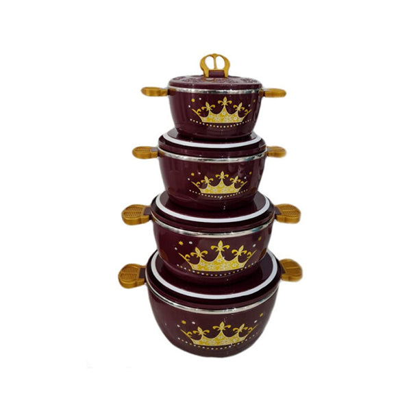 Mobileleb Kitchen & Dining Brown / Brand New Set of 4 Round Thermal Insulating Pots for Food Storage - 97615