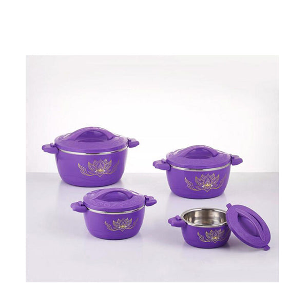 Mobileleb Kitchen & Dining Purple / Brand New Set of 4 Round Thermal Insulating Pots for Food Storage - 97616