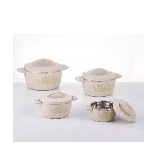 Mobileleb Kitchen & Dining Beige / Brand New Set of 4 Round Thermal Insulating Pots for Food Storage - 97616