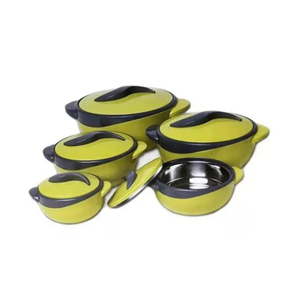 Mobileleb Kitchen & Dining Green / Brand New Set of 5 Round Thermal Insulating Pots for Food Storage - 97611