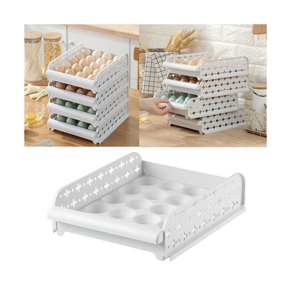 Mobileleb Kitchen & Dining White / Brand New Single Layer, 20 Grid Anti-Collision Egg Drawer, 1 Pc - 96105