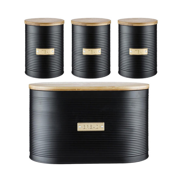 Mobileleb Kitchen & Dining Black / Brand New Sleek and Modern Textured Canister Set - 10405