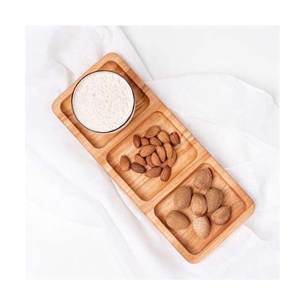 Mobileleb Kitchen & Dining Brown / Brand New Small Wooden Serving Tray with 3 Sections - 98754