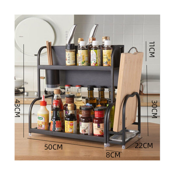 Mobileleb Kitchen & Dining Black / Brand New / Large Spice Rack Kitchen Shelves Countertop Storage Rack - 96111