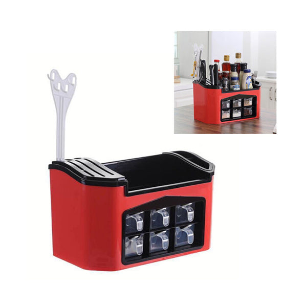 Mobileleb Kitchen & Dining Red / Brand New Spice Rack Organizer With Seasoning Jar Storage Box - 95099