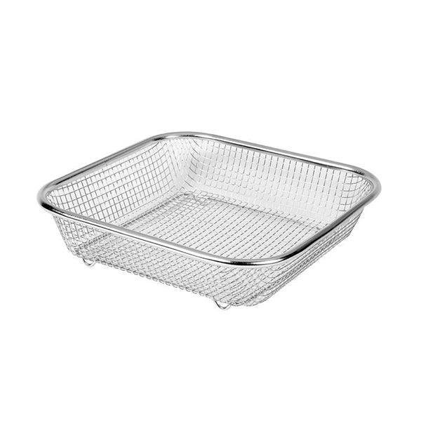 Mobileleb Kitchen & Dining Silver / Brand New Square Stainless Steel Kitchen Drain Rack Storage Basket 24x24cm - 10415