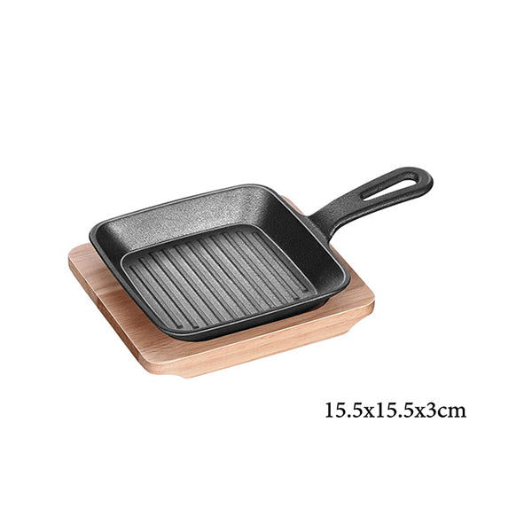 Mobileleb Kitchen & Dining Black / Brand New Unique steak pan Cast-Iron Oven Dish - 15.5×15.5x3cm - 10446