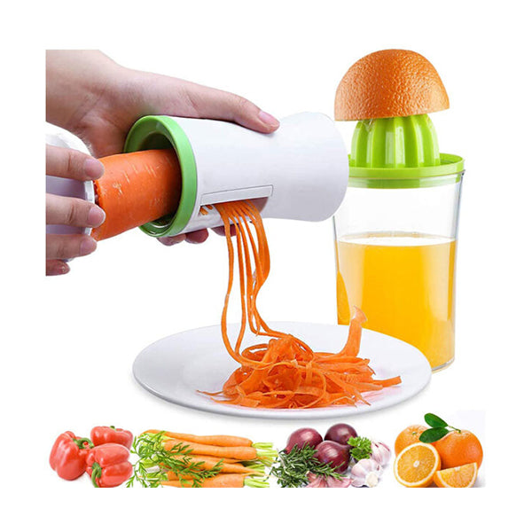 Mobileleb Kitchen & Dining White / Brand New Vegetable Spiralizer and Manual Citrus Squeezer, 2 in1 Kitchen Gadget - 96093