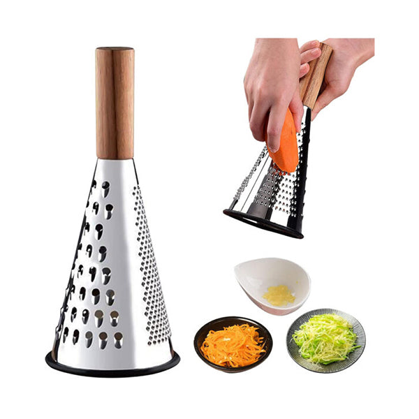 Mobileleb Kitchen & Dining Wooden Handle Stainless Steel Grater Cone Shaped - 10228