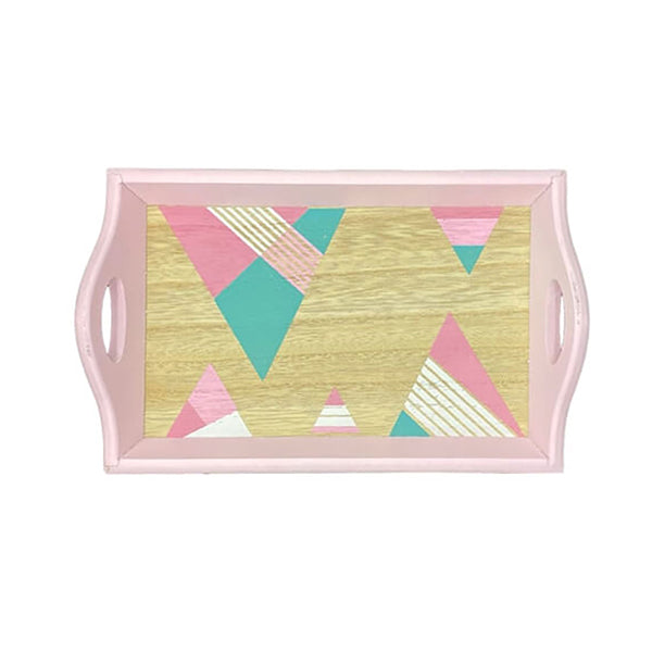 Mobileleb Kitchen & Dining Pink / Brand New Wooden Mini Trays with Handles - 15758