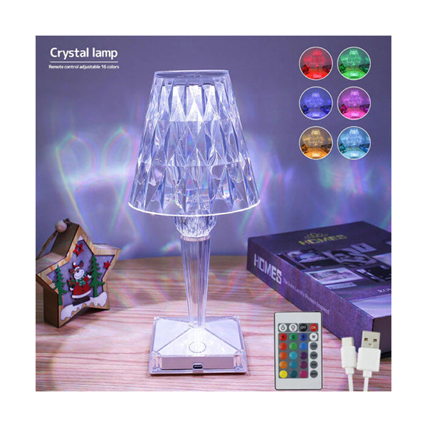 Mobileleb Lighting White / Brand New Crystal Table Lamp, 16 Colors Night Light Touching ＆ Remote - 98726
