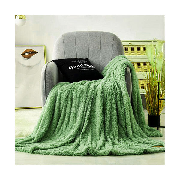 Mobileleb Linens & Bedding Dark Green / Brand New Double-sided Faux Fur Sherpa Fleece Blanket, 200*230 Cm - 97374