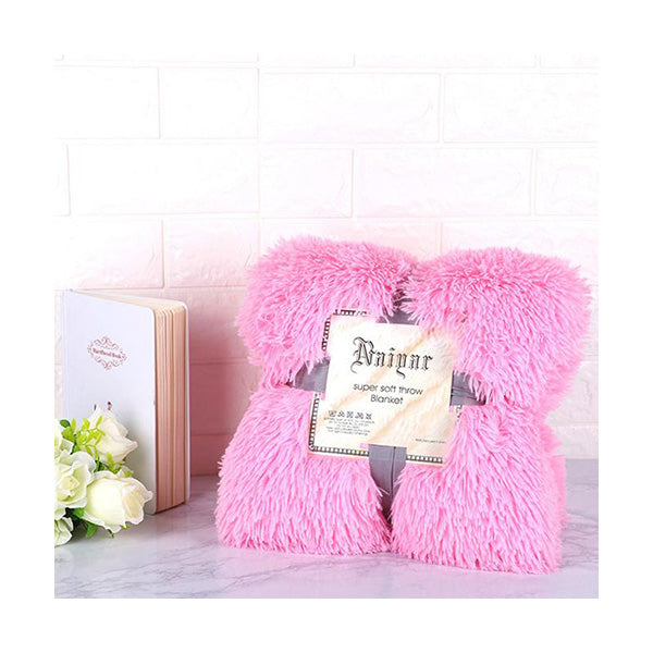 Mobileleb Linens & Bedding Pink / Brand New Double-sided Faux Fur Sherpa Fleece Blanket, 200*230 Cm - 97374