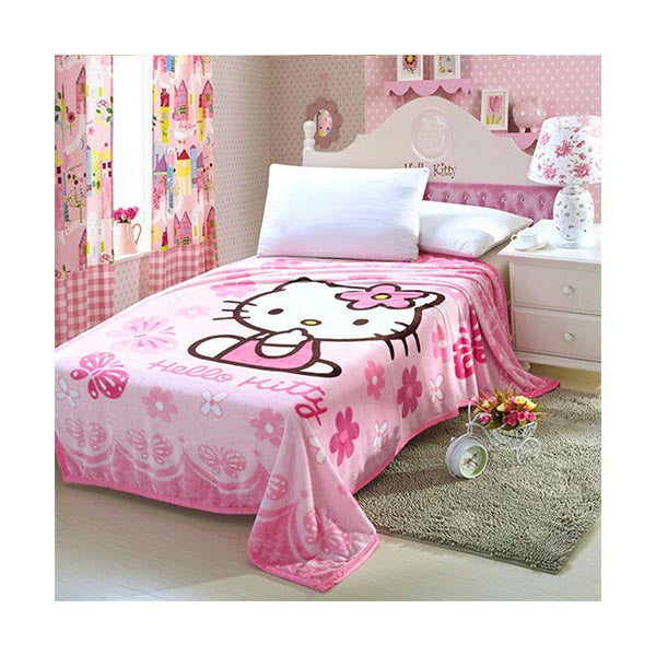 Mobileleb Linens & Bedding Pink / Brand New Hello Kitty Blanket Fleece 160×200 Cm - 97384-Kitty