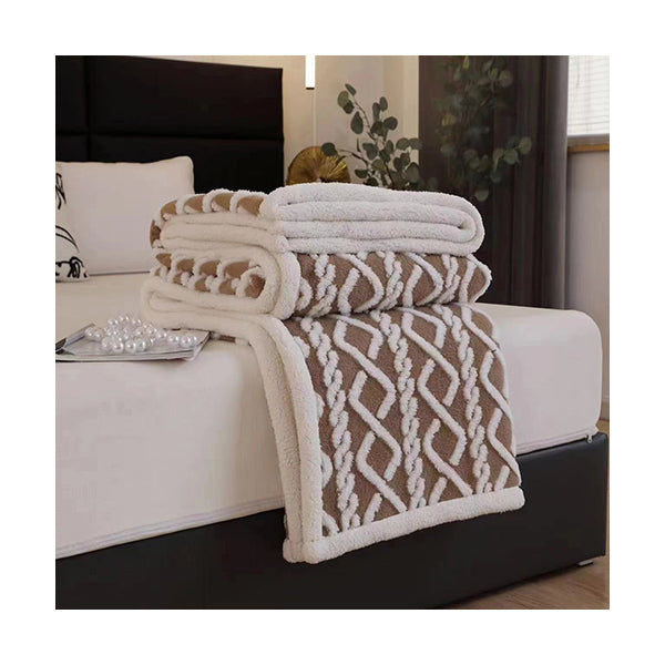 Mobileleb Linens & Bedding Beige / Brand New Sherpa Blanket Fluffy Soft Double Sided 200x230cm - 11778