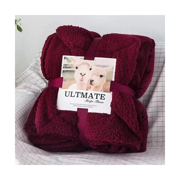 Mobileleb Linens & Bedding Dark Red / Brand New Super Soft Sherpa Blanket with Fleece 160×200 cm - 92943