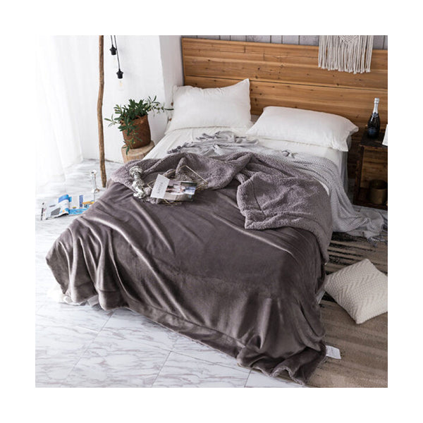 Mobileleb Linens & Bedding Grey / Brand New Super Soft Sherpa Blanket with Fleece 160×200 cm - 92943
