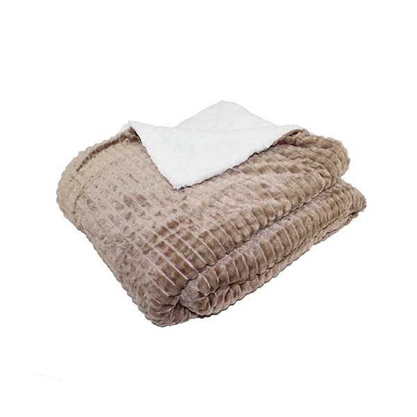 Mobileleb Linens & Bedding Beige / Brand New Super Soft Sherpa Blanket with Fleece - Size 160*200 Cm - 93358