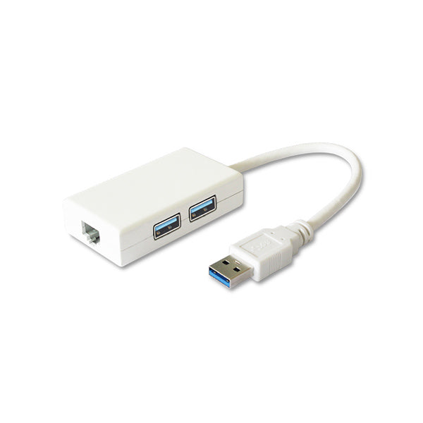 Mobileleb Networking White / Brand New USB to Ethernet Network 2-in-1 Adapter USB 3.0 to RJ45 Male to Female with 2 Port USB Hub - G184