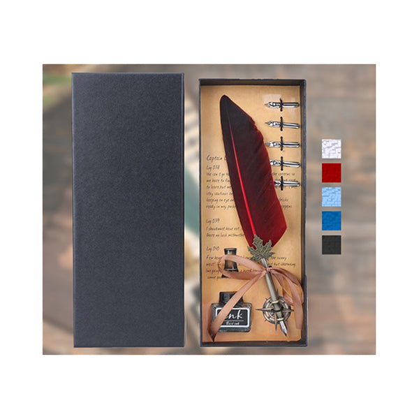 Mobileleb Office Instruments Red / Brand New Feather Pen With INK and 5 Pcs Stainless in Gift Box