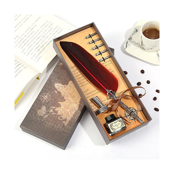 Mobileleb Office Instruments Red / Brand New Retro Vintage Feather Pen - 16006