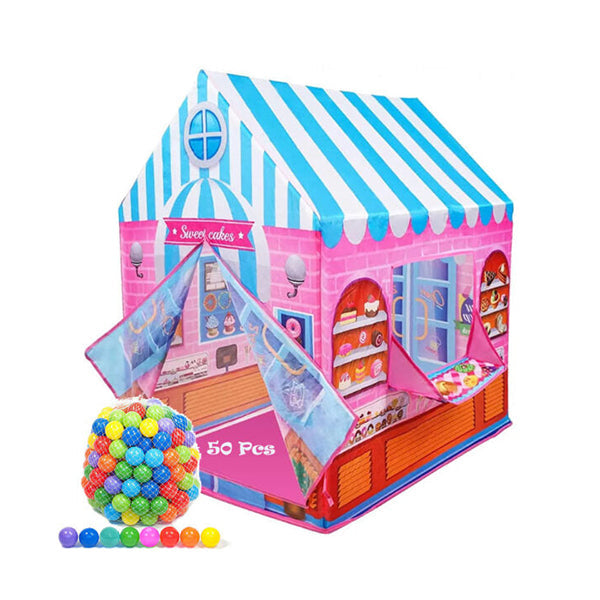 Mobileleb Outdoor Play Equipment Pink / Brand New Candy House, Tent Play House for Kids With 50Pcs Colored Ball - 98178